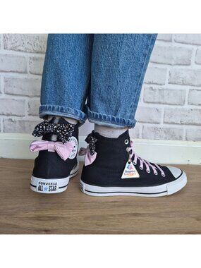 ⭐Converse Chuck Taylor Floral Bow Hi Sz 8.5 Women's shoes Sneaker Black A19824F